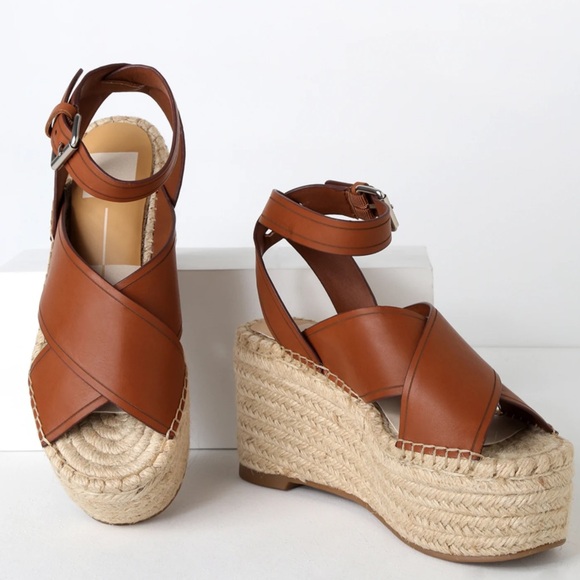 Dolce Vita Carsie Brown Leather Espadrille Wedges size 10 NWT - Picture 2 of 6